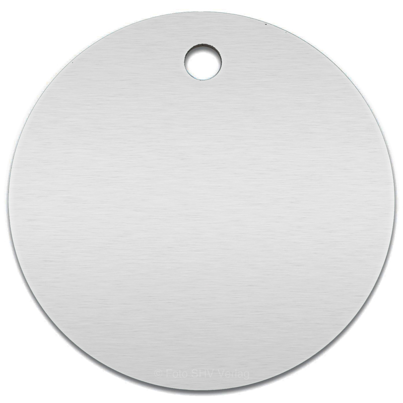 Alu Ronden d=35 mm, Loch 4 mm, für Baummarken, Werkzeugmarken zum Gravieren, eloxiert