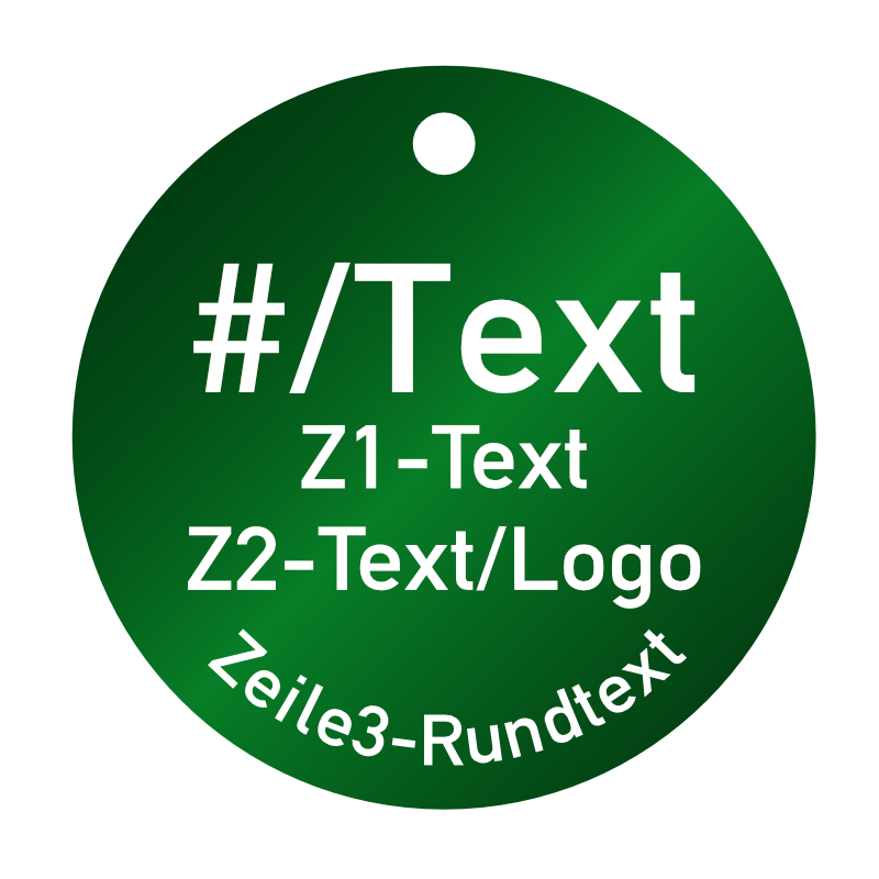 Baummarke Baumplakette ø=50 x1mm, matt eloxiertes Aluminium, individuelle Gestaltung, mit Laserbeschriftung