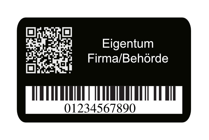 Inventaraufkleber 50x30mm, Typenschild, Stärke 0,5mm, selbstklebend, Alu eloxiert