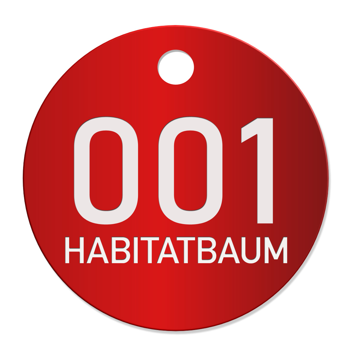 Baummarken-Habitatbaum-be Habitatbaum, Baumplakette, ø 35 mm, Aluminium, eloxiert, 2-zeilige Lasergravur