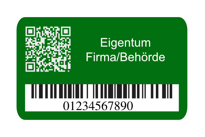 Inventaraufkleber 50x30mm, Typenschild, Stärke 0,5mm, selbstklebend, Alu eloxiert Inventaraufkleber 50x30mm, Typenschild, Stärke 0,5mm, selbstklebend, Alu eloxiert