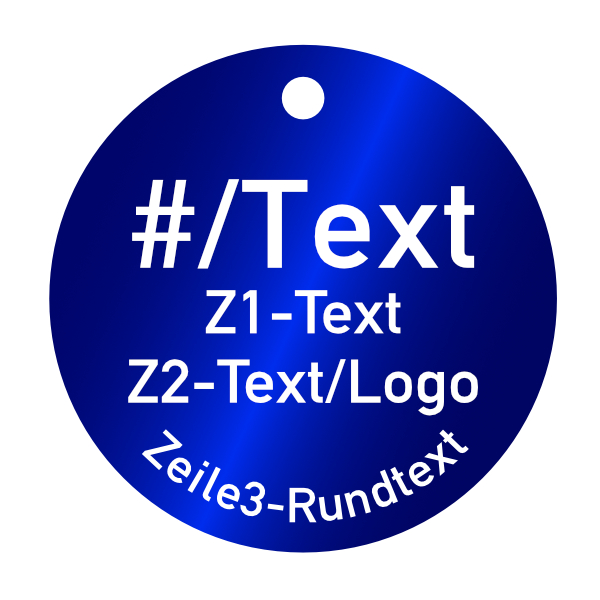 Baummarke Baumplakette ø=50 x1mm, matt eloxiertes Aluminium, individuelle Gestaltung, mit Laserbeschriftung