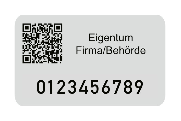 Inventaraufkleber 50x30mm, Typenschild, Stärke 0,5mm, selbstklebend, Alu eloxiert