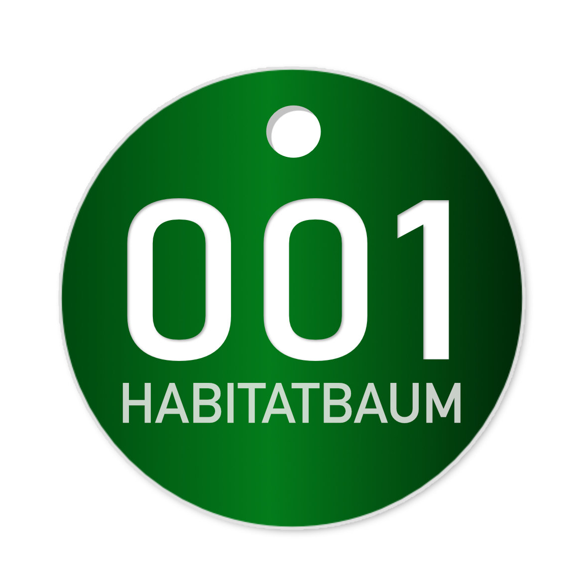 Habitatbaum Baummarke, Alu Plakette gruen eloxiert, ø 40mm